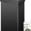 EKO Deluxe Mirage-T 50 Liter / 13.2 Gallon Touchless Rectangular Motion Sensor Trash Can, Matte Black Stainless Steel Finish