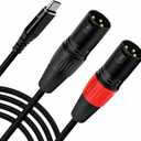 USB C to Dual XLR Male Audio Cable, 6.6FT USB C to 2 Male XLR Stereo Power Amplifier Cable for Mobile Phone Connection Active Speaker, Black Braided
