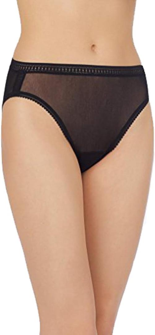 On Gossamer Women's Gossamer Mesh Hi-Cut Brief Panty (Medium, Black)