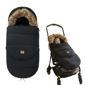 Fairy Baby Winter Cold Universal Stroller Bunting Bag for Baby Toddler-Waterproof Windproof Car Seat Cover Stroller Footmuff - Dog Outdoor Sleeping Bag with Oversized Fur Collar (Black)