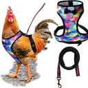 Premium Adjustable Chicken Harness with Camouflage Design & Comfortable Breathable Fabric - Includes Resilient 5.4ft Matching Leash for Secure Outings (Medium, Camouflage Pink)