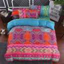 WONGS BEDDING Bohemain Comforter Set King, Microfiber Reversible Boho Alternative Comforter Set - 3 Pieces (1 Solid Comforter Set + 2 Pillow Shams), Bedding Inner Filling Duvet Set for All Season