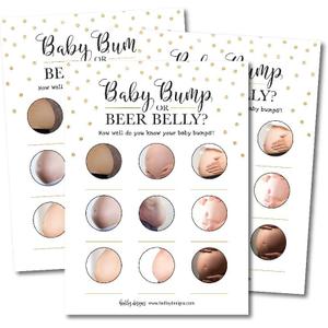 Hadley Designs Baby Shower Games for 25 Guests - Hilarious Beer Belly or Baby Bump Game, Funny Baby shower Game Girl Boy Gender Neutral, Gold Dots Gender Reveal Games, Made in USA