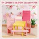 Tiny Land Wooden Dollhouse for Girls - 6 Rooms Wooden Doll House, DIY Pretend Doll House with 31Pcs Furniture Accessories, Creative Gift for Girl Ages 3+