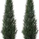 5FT Artificial Cedar Topiary Trees for Outdoors Potted Fake Cypress Trees Faux Evergreen Plants for Home Porch Decor Set of 2