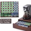 Acacia Wood Coffee Pod Organizer, K Cup Holder Organizer for Counter, K Cup Drawer Coffee Maker Machine Stand, 35 Pack K Pod Holder, (black walnut)