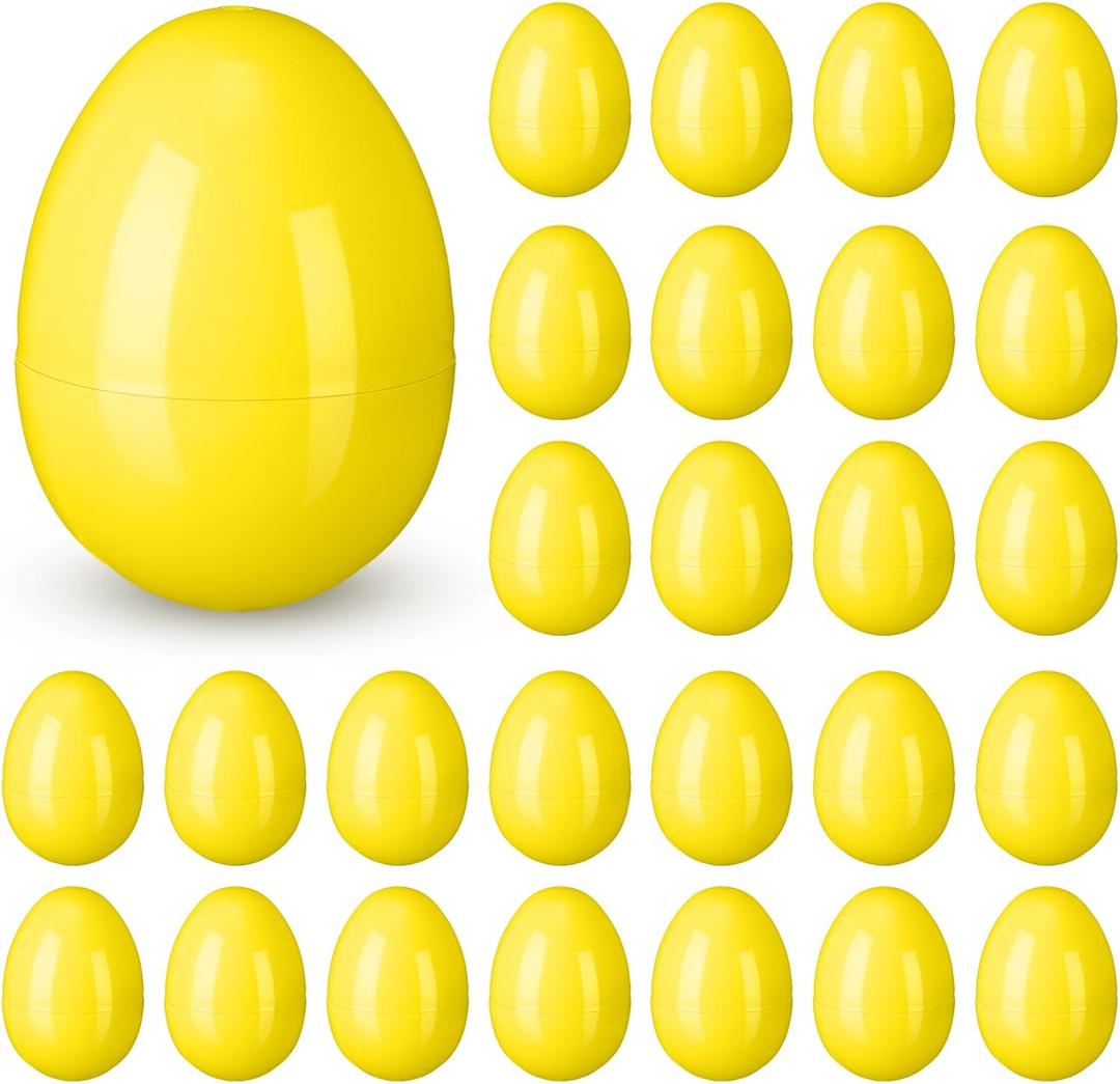 36 Pieces 3.1 Inch Empty Easter Eggs Plastic Fillable Eggs Toy Bulk for Easter Filling Candy Basket Stuffers, Crafts Party Favor(Yellow)