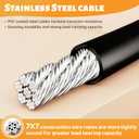 1/8"(3.3mm) Stainless Steel Wire Rope, PVC Coated Cable Kit, 50FT Heavy Duty Outdoor Cable for Deck Railing, String Lights, Clothesline & Garden Use (Red, 50ft)