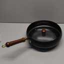 Carbon Steel Wok Pan, 11" Woks & Stir-Fry Pans with Glass Lid Cookwares, Nonstick Wok Flat Bottom Small Handmade Chinese Wok For for All Stoves