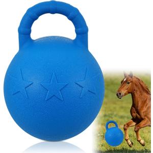 10 Horse Polo Ball with Handle,Fruit-Scented Horse Stall Toys Blast-Resistant Slow-Rebound Rubber Jolly Ball for Horses Relieves Boredom Stable Interactive Entertainment (Blue)