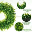24 inch Large Boxwood Wreath for Front Door Spring Artificial Wreath for Window Wedding Farmhouse Rustic Outdoor Green Ornaments Summer Porch Home Wall Decor