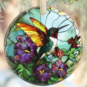 5 x Christmas Ornaments, 3.5 Inch Ceramic Hummingbird Hanging Ornament, Christmas Tree Ornaments, Gifts for Lover, Xmas Gifts, Unique Gift Idea, Perfect for Holiday Party, Tree, Window, Wall Decor