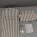 LIMON HOME Kitchen Window Curtains Over Sink,Cafe Curtains 36 inch Length Striped Linen Curtain Rings with Hooks Set Pinstripe for Living Room Bathroom Farmhouse Curtains 2 Panels Tan on Natural