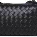 Labair Woven Crossbody Bags For Women Vegan Leather Purse Shoulder Bag with Zipper Closure. (Black)