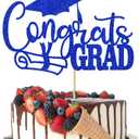 Royal Blue Glitter Congrats Grad Cake Topper,2025 Graduation Cake Topper,Class Of 2025/Graduation Party Decorations/Graduation Cap Cake Topper Decorations