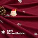 BGment Burgundy Red Velvet Curtains 96 Inches, Christmas Curtains Super Soft Thermal Insulated Blackout Back Tab and Rod Pocket Snow Silver Printed Drapes for Living Room, 2 Panels, Each 52 x 96 Inch