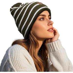 Clakllie Cuffed Knit Beanie Womens Winter Hat Ribbed Unisex Skull Cap Casual Stocking Hats for Men Warm Ski Toboggan Hats (One Size, S-og07-light Green)