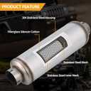 4 Inch Exhaust Muffler, 4" Inlet/Outlet 30" Overall Length Resonator, Stainless Steel Straight Through Design Performance Muffler, 1 PC