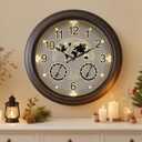 Pytha Sight Illuminated Large Indoor Outdoor Clocks Waterproof 18 Inch with Smart Night Light Sensor,Star World Map Design with Thermometer & Hygrometer for Patio, Pool, Garden,Housewarming Gift