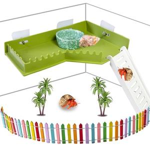 Hermit Crab Platform with Ladder Climbing Toys Hermit Crab Climbing Wall Shelf Habitat Reptile Tank Decor Terrarium Accessories for Leopard Gecko Frogs - Plastic Material