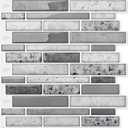 Art3d 10 Sheets Peel and Stick Brick Kitchen Backsplash Self-Adhesive Wall Tile Stone Design, Grey Marble