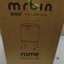 MRBIN Metal Kitchen Trash Can with Wheel Legs, 36L / 9.5gal Medium Press Lid Slim Removable Waste Basket, Pet Proof Tall Narrow Garbage Pail for Vanity, Bedroom, Bathroom, Living Room, Almond Blossom