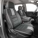 EKR Silverado Seat Covers Custom Fit for (Crew Cab) 2019-2026 Chevrolet Silverado 1500/1500 Limited/HD 2500/3500, Rear Row W/No Armrest,Faux Leather(Black with White Trim)