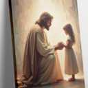 6 x Jesus with Girl praying Wall Art Jesus with Children wall decor God painting Christian picture Bible Story Posters Prints Religious Faith Artwork for Kids Room Church Home Decoration,12x16in