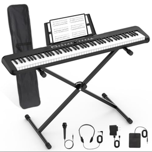 88 Key Digital Piano, Semi Weighted Electronic Keyboard Piano with Music Stand, Power Supply, Sustain Pedal, Bluetooth, Carrying Case, Headphones, USB-MIDI Compatibility, for Beginner Professional