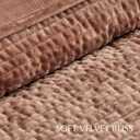 EverGrace Velvet Quilt Set King Size, Luxurious Soft Quilted Bedding Sets, Lightweight Velvet Comforter for All Season, Striped Channel Bedspread Coverlet with 2 Shams, Terracotta Clay