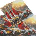 Christmas Placemats Set of 6 Red Cardinals Bird Christmas Tree Snowflakes Christmas Table Mats Heat Resistant Washable Holiday Placemats Decorations for Kitchen Dining Table 12 x 18 Inch