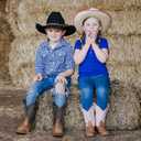 Rollda Kids Cowboy Boots for Boys Girls Western Square Toe Cowgirl Boots with Walking Heel , Size 3