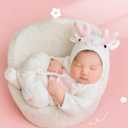 Newborn Photography Props Animal Style Photo Posing Outfits,(Fits for 7-10 Lbs Baby) White Crochet Knitted Costume and Hat, Newborn Photography Accessories for Posing (Romper+Hat) (Blue)