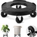ToLanbbt Trash Can Dolly with 3 in Upgraded Wheels, 15-19 in Adjustable Round Furniture Dolly, Heavy Duty 480 LBS Drum Rolling Base, Keg Dolly for 20, 32, 44, 55 Gallon Garbage Cans, Black, 1 Pack