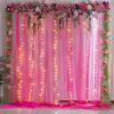 10x10ft Hot Pink Tulle Backdrop Curtain with Lights String for Parties, Sheer Backdrop Curtains for Wedding Baby Shower Birthday Party Photo Shoot Decorations (10ft x 10ft, Set of 2 Panels 5*10ft)