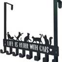 BiaGift Over The Door Hooks Hanger, Coat Rack, Black Cat Gifts for Lovers, 8 Decorative Towel Rack Organizer, Hanger Hook, Decor Bathroom Accessories