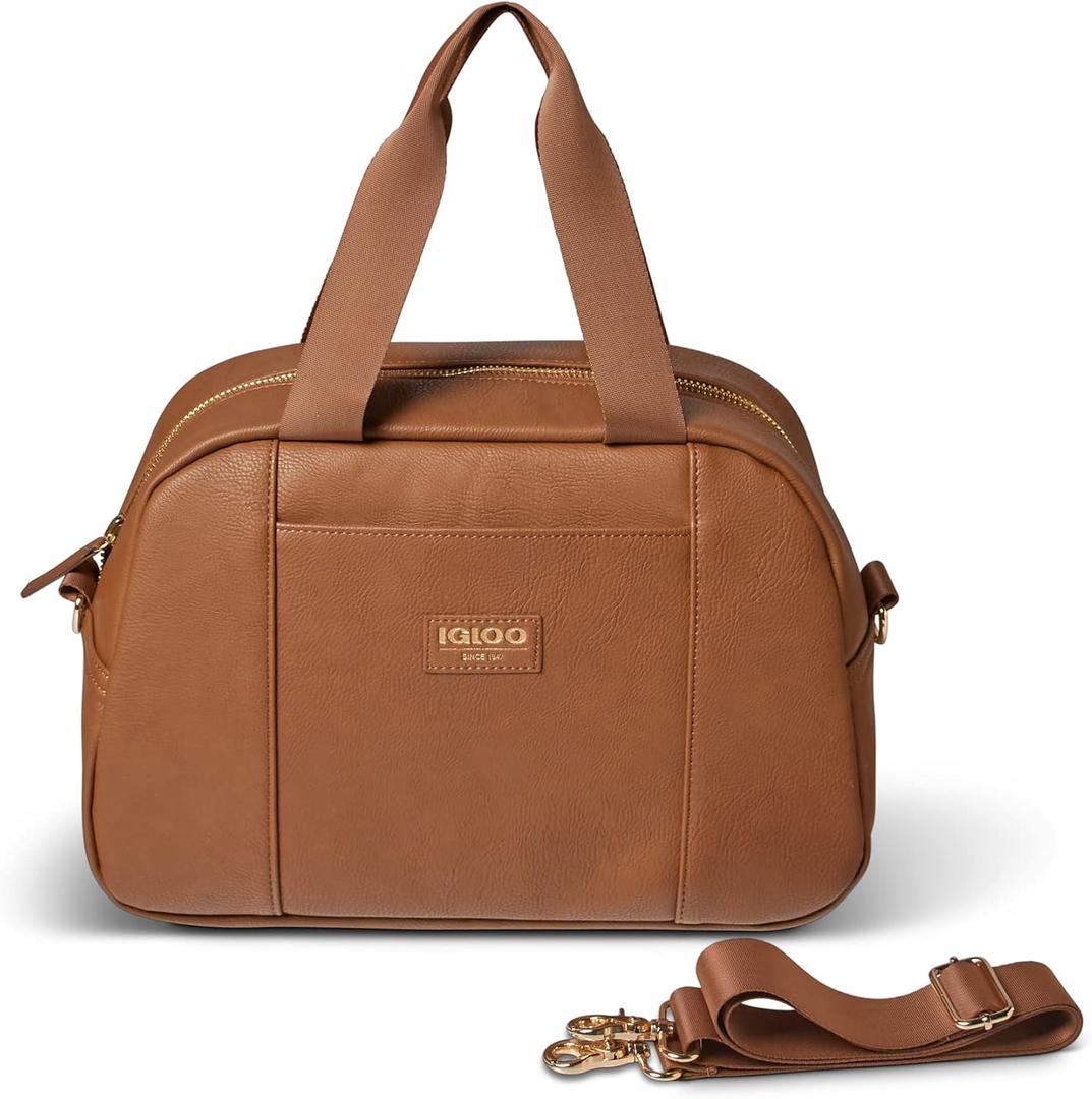 Igloo Premium Luxe Leather Soft Sided Insulated Cooler Bags (15 Can, Congnac)