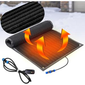 Baquler 1 Pcs 40 x 60 inch Heated Snow Melting Mat Non-Slip Heated Outdoor Mat Electric Snow Melting Melts up to 3 Inch/ H with 9.84 ft Power Cord for Winter Ice Removal Walkway Stairs Sidewalk, Black