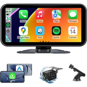 Wireless Portable Carplay Screen for Car - 6 Inch Carplay & Android Auto Car Touchscreen, with Backup Camera, Bluetooth, Siri for All Vehicles
