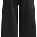 Girls Wide Straight Leg Loose Sweatpants Elastic Waist Drawstring Jogger Pants Black 9-10Y