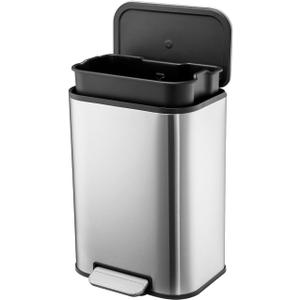 GarveeHome 12 L Bathroom Trash Can, 3.2 gal Garbage Can, Small Step On Trash Can with Soft Close Lid Foot Pedal & Inner Bucket for Kitchen Home Office Bedroom Living Room