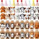 20 Pcs Mini Plush Toy Stuffed Animals Stuffed dogs Set with 20 Birthday Hats 20 Kraft Paper Boxes Adopt Pet Gift for Adult Animal Theme Birthday Party(Cute)