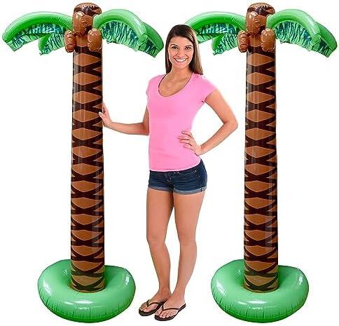 Giant Inflatable Palm Trees - 2 Pack - 6 Foot Super Sturdy Trees for Luau Parties, Beach Decor, Poolside Ambiance, Tropical Theme Decor & Outdoor Fun, Easy Inflation