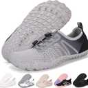 Hike Barefoot Water Shoes for Women Men Footwear, Quick Dry Wide Toe Box Pro Beach Swim Athletic Sports Shoes, Non-Slip Lightweight Aqua Shoe for Pool Hiking Walking Kayaking Diving Surfing (New--grey)