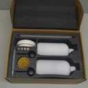 [Luxury] Kitchen Soap Dispenser Set - 16OZ White Glass Bottle, Stainless Steel Pump, Instant Dry Tray, Waterproof Labels, Non-Slip Silicone Pad, and Dish Brush | Upgrade for Your Kitchen and Bathroom