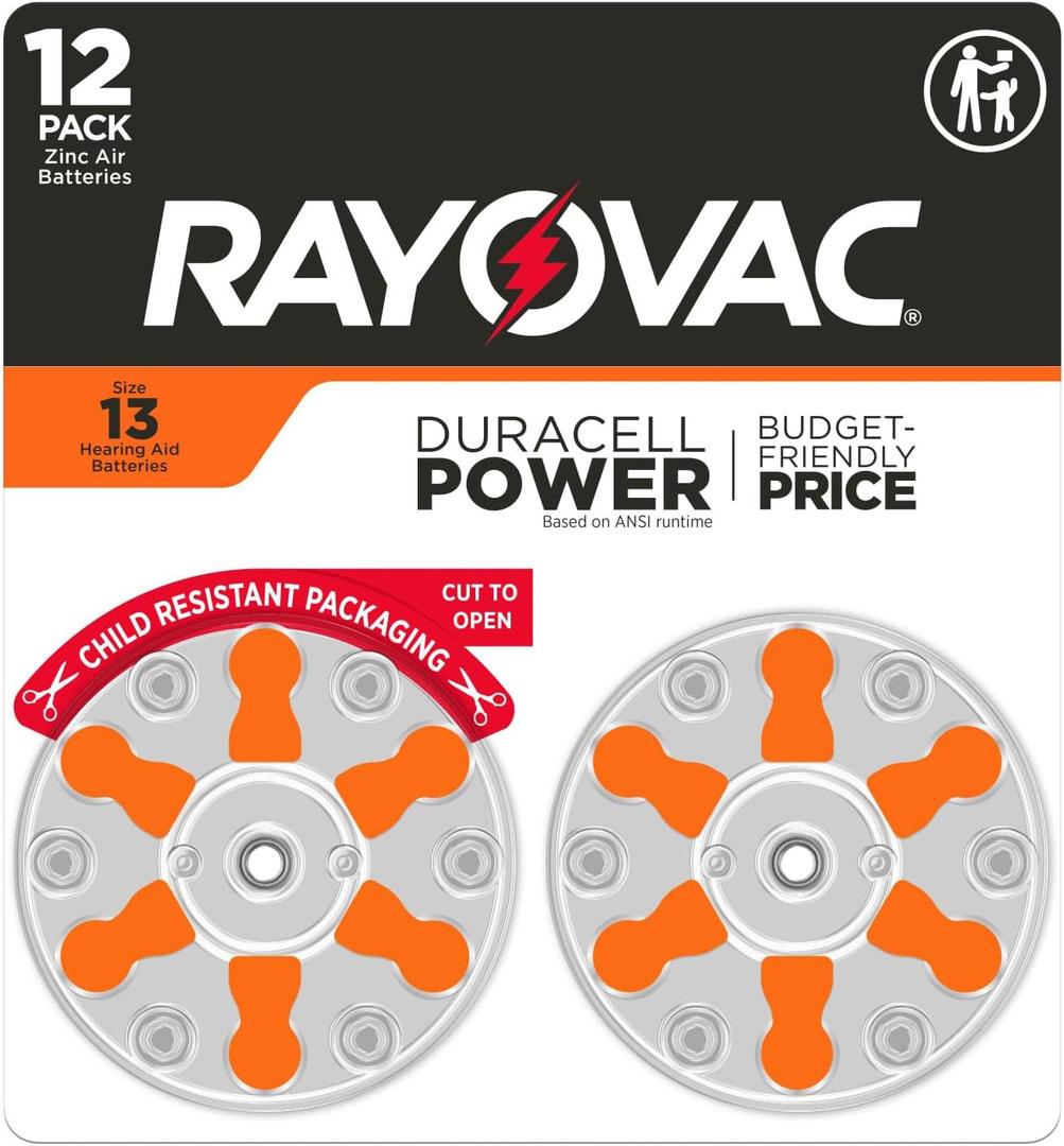 RAYOVAC Size 13 Hearing Aid Batteries (12 Pack) (Orange Tab)