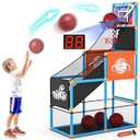 Arcade Basketball Game Set with Electronic Scoreboard&LED Light: Carnival Games Boy Toys Basketball Hoop Indoor Outdoor with 4 Balls & Air Pump Ideal Sports Toy Gifts for Kids 3-12 Years Old