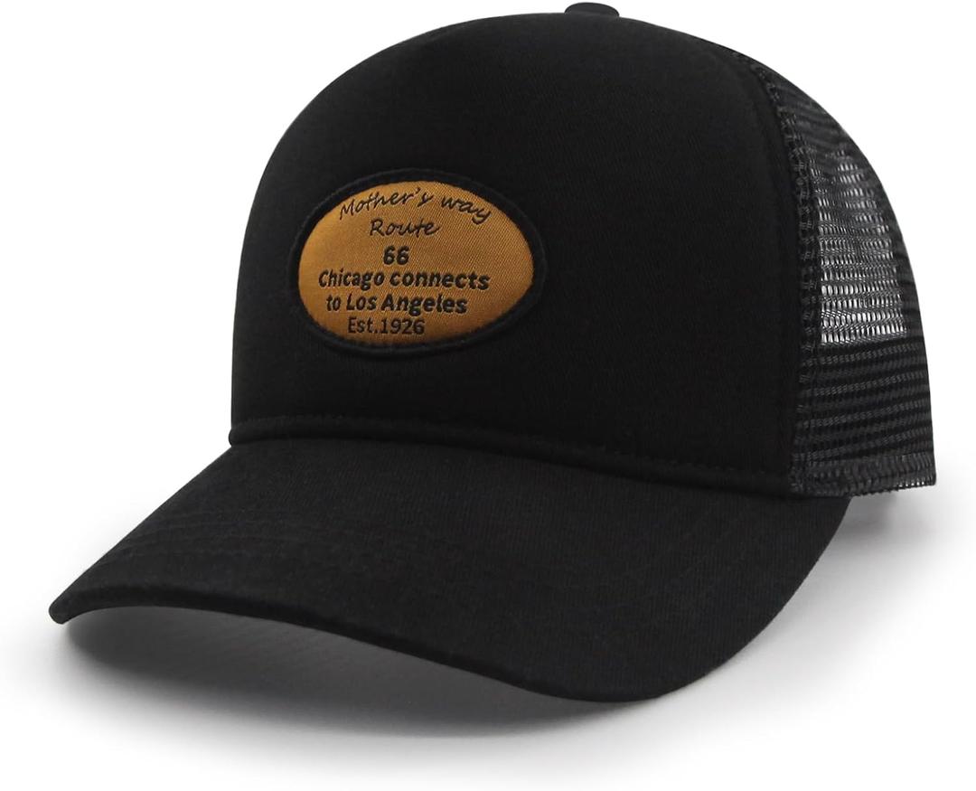 Mesh Toddler Baseball Cap, Adjustable Breathable Sun Hat for Kids | Breathable mesh back, soft cotton polyester fabric, rear adjustable closure, sizes 0-8T for daily outdoor wear (Black)