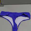 AFOLIRY Women's V Cross High Waist High Cut Brazilian Cheeky Thong Bikini Swimsuit Bottoms Blue, Size: XL