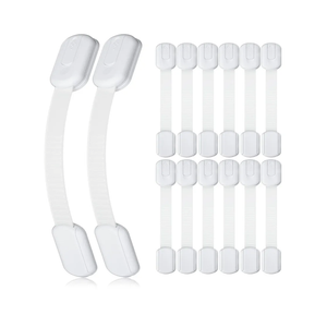 4our Kiddies 14 Pack Baby Proof Cabinet Latches, Childproof Drawer Latches with 12 Extra 3M Adhesives, Adjustable No Drilling Child Safety Cabinet Locks Straps Baby Drawer Locks for Kids Baby Safety